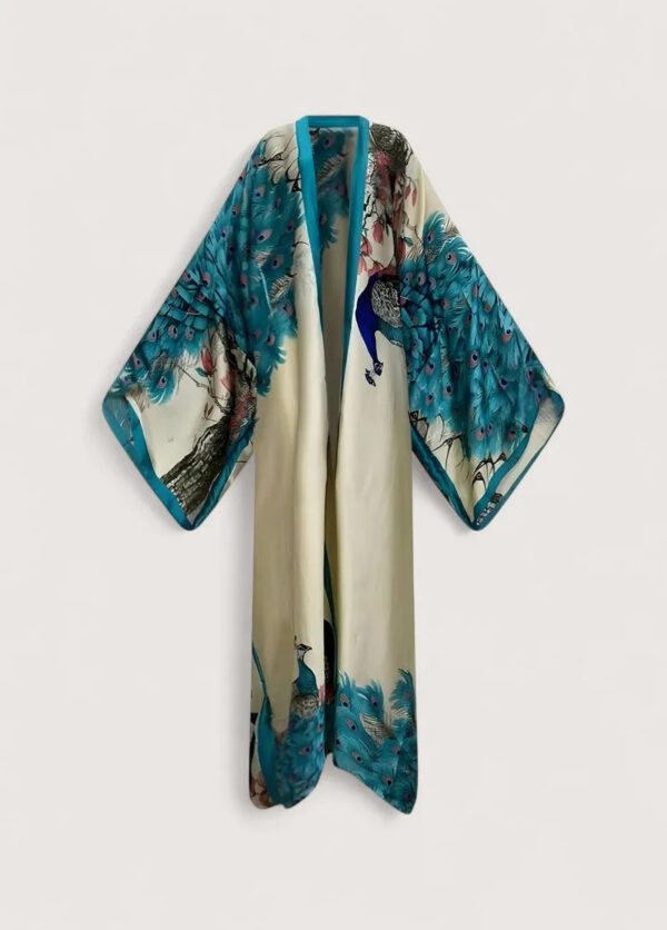 Kimono japonais en soie femme bleu — Nami