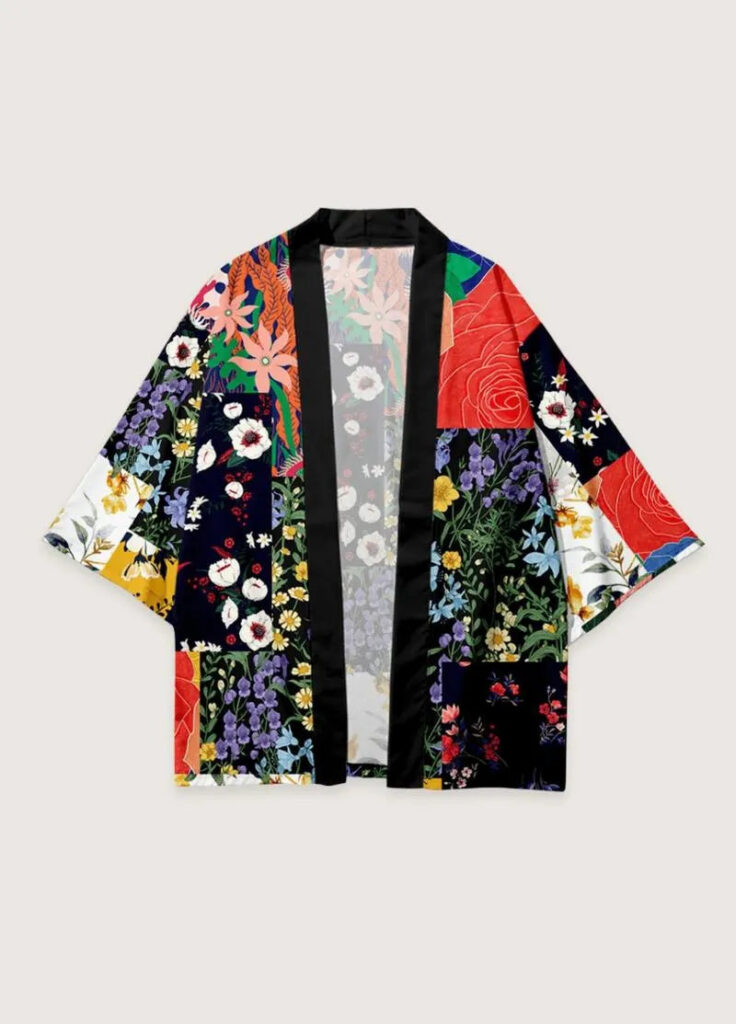Kimono japonais homme patchwork floral — Hana