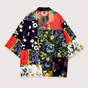 Kimono japonais homme patchwork floral — Hana vue 2