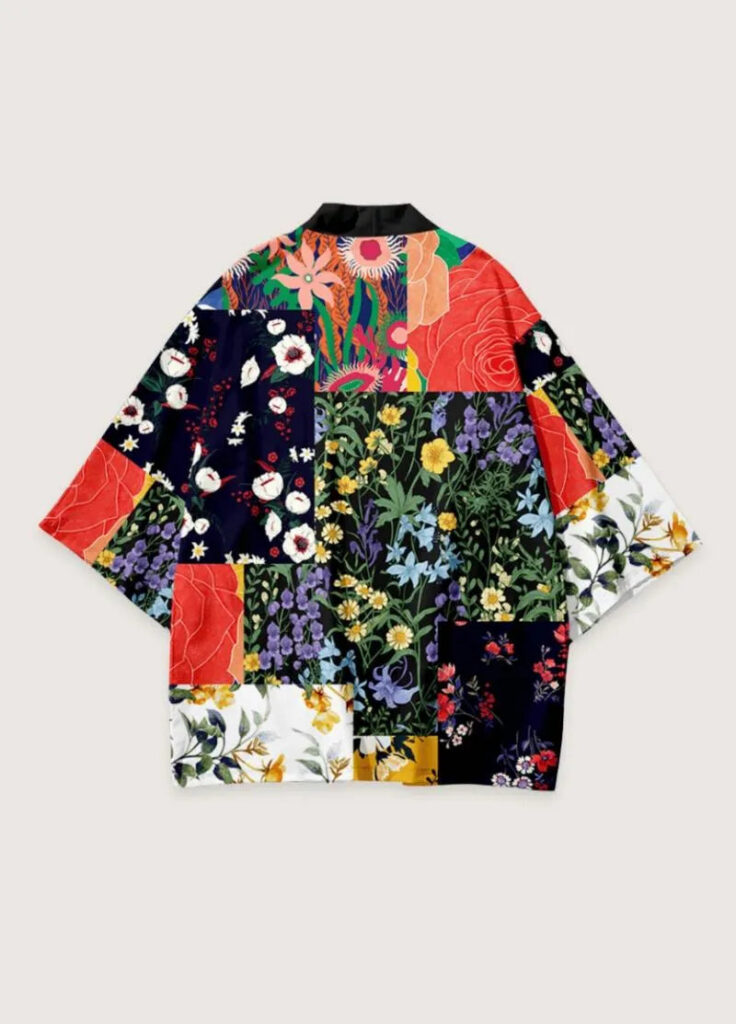 Kimono japonais homme patchwork floral — Hana