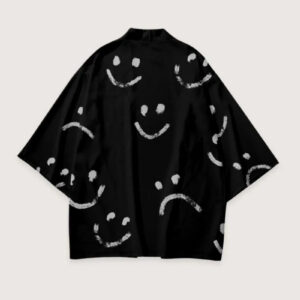 Kimono japonais noir homme — Egao vue 2