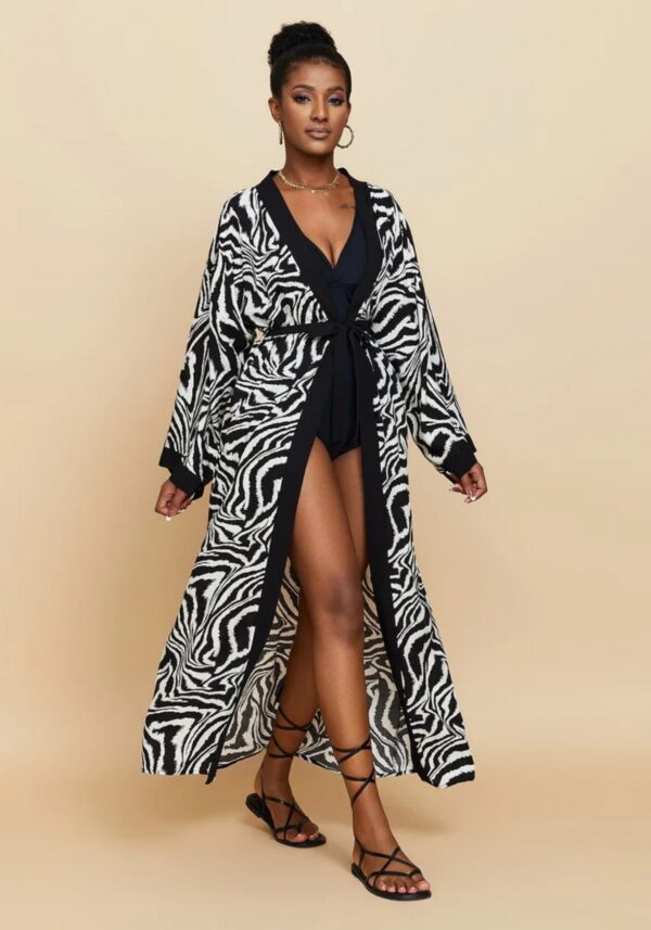 Kimono long à motif zébré