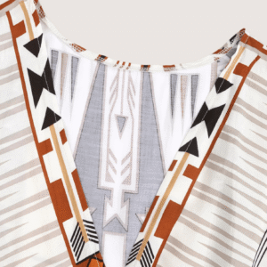 Kimono long beige à motif géométrique tribal vue 5
