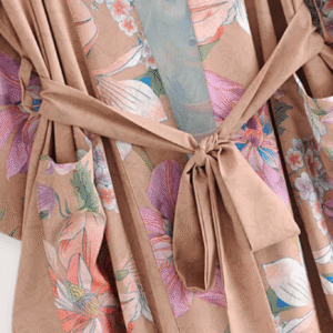 Kimono long beige rosé — Fleur et Paon Bohème vue 3