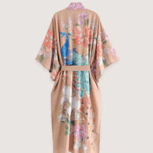 Kimono long beige rosé — Fleur et Paon Bohème vue 2