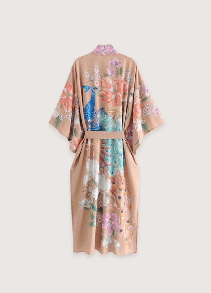 Kimono long beige traditionnel — Dentōteki