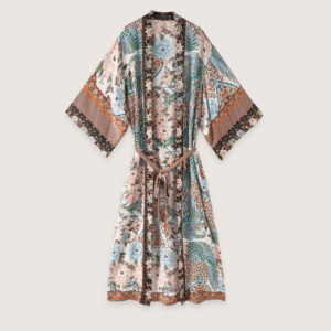 Kimono long bohème fleuri luxuriant