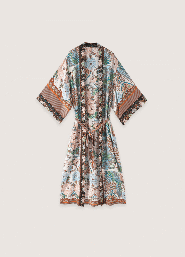 Kimono long bohème fleuri luxuriant