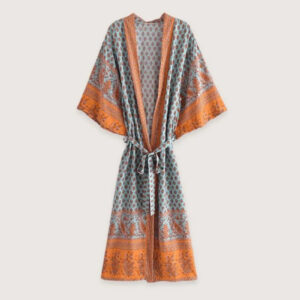 Kimono long bohème turquoise — Mizuiro