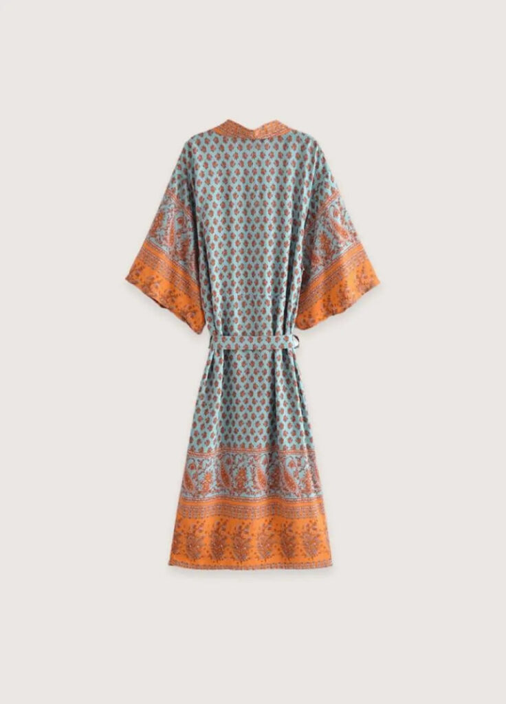 Kimono long bohème turquoise — Mizuiro