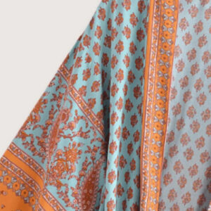 Kimono long bohème turquoise — Mizuiro vue 3