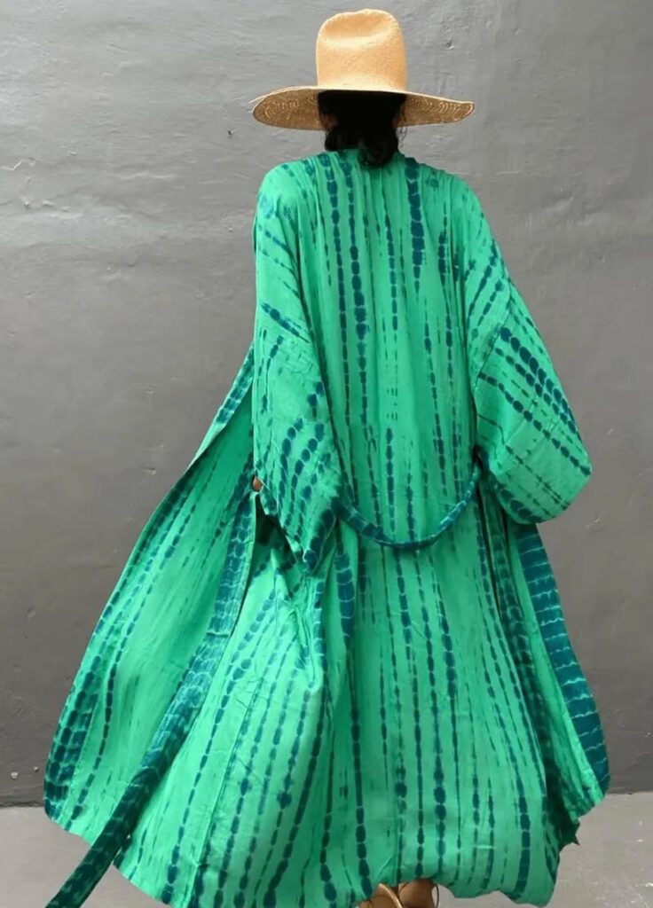 Kimono long bohème vert — Midori