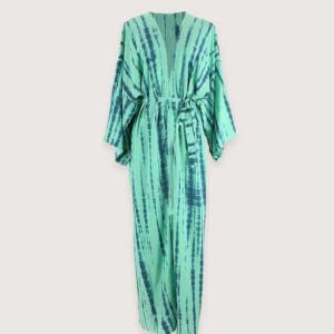 Kimono long bohème vert — Midori vue 2
