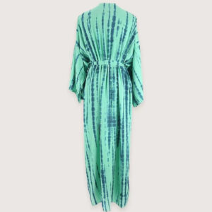 Kimono long bohème vert — Midori vue 3