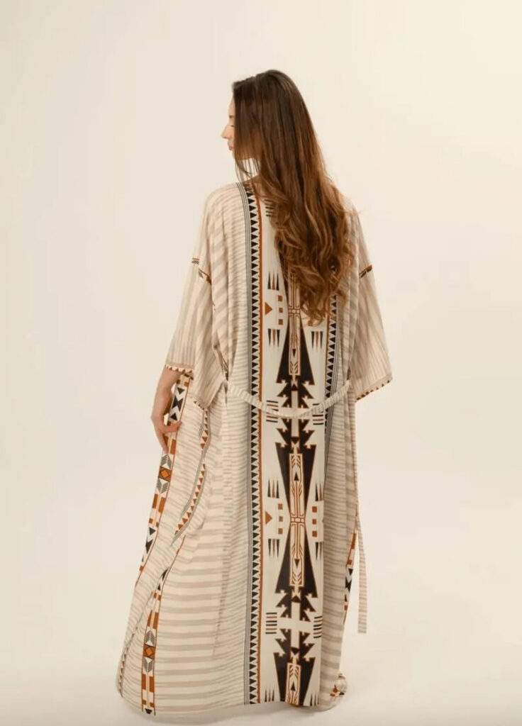 Kimono long coton ethnique beige — Toraibaru