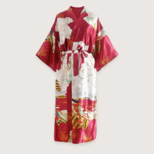Kimono long coton rouge traditionnel — Dentō