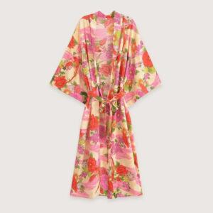 Kimono long femme rose fleuri — Botan
