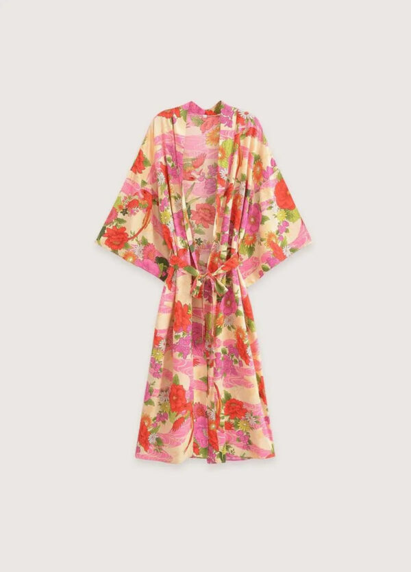 Kimono long femme rose fleuri — Botan