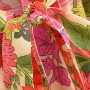 Kimono long femme rose fleuri — Botan vue 4