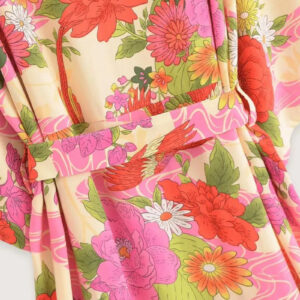 Kimono long femme rose fleuri — Botan vue 5
