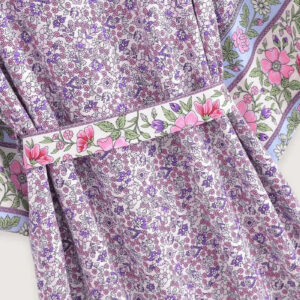 Kimono Long Violet Fleuri Femme — Drap Japonais Floral vue 4