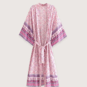 Kimono long fleuri femme rose — Hanami