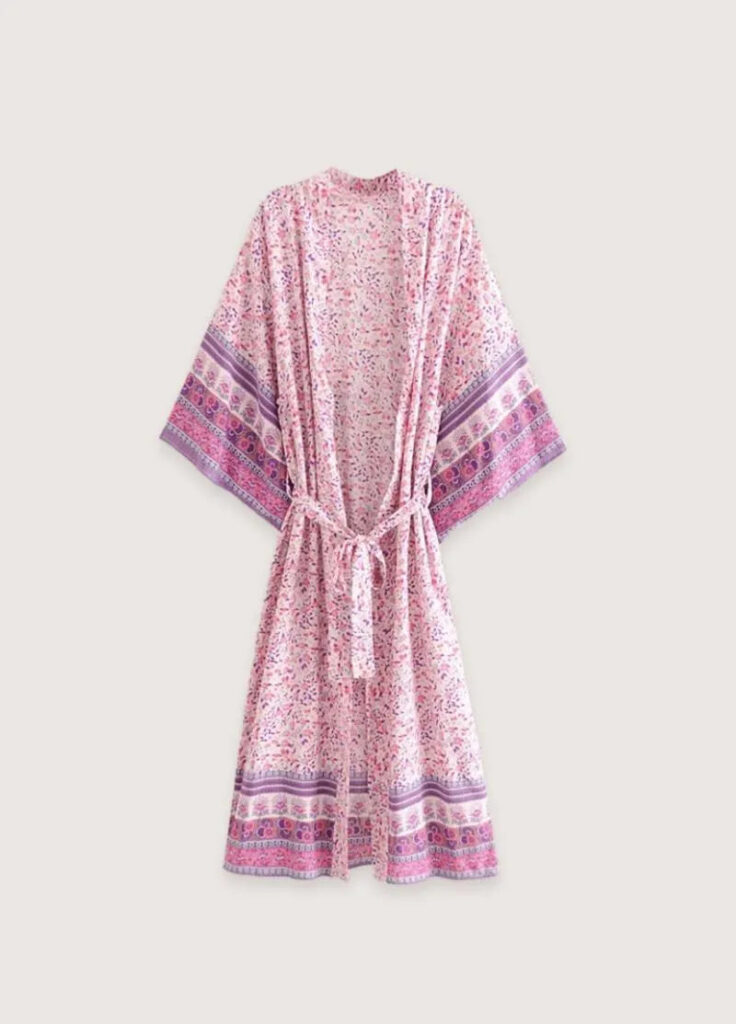 Kimono long fleuri femme rose — Hanami