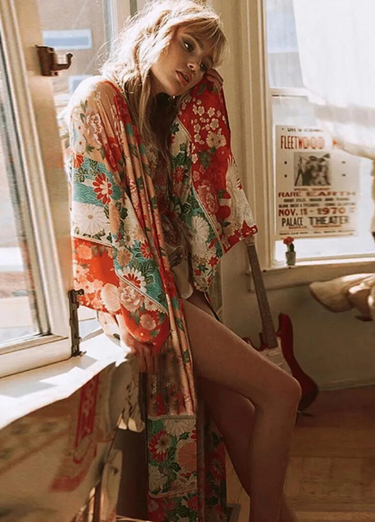 Kimono long fleuri vintage — Dōka