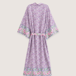 Kimono long — Floral Lilas vue 2