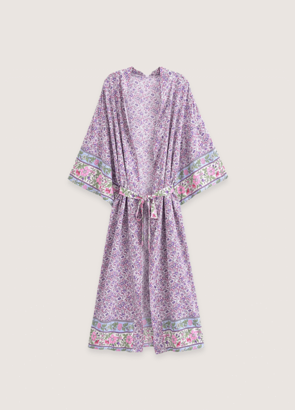 Kimono long — Floral Lilas