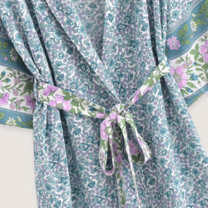 Kimono long — Floral Turquoise vue 3