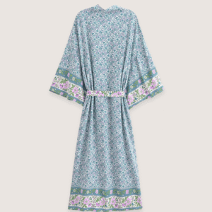 Kimono long — Floral Turquoise vue 2