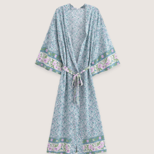 Kimono long — Floral Turquoise