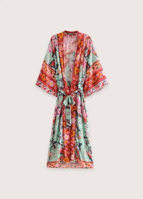 Kimono long floral vert — Midorihana