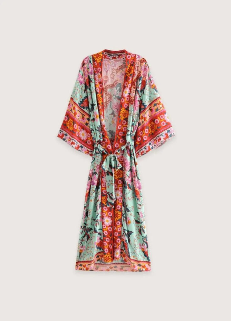 Kimono long floral vert — Midorihana