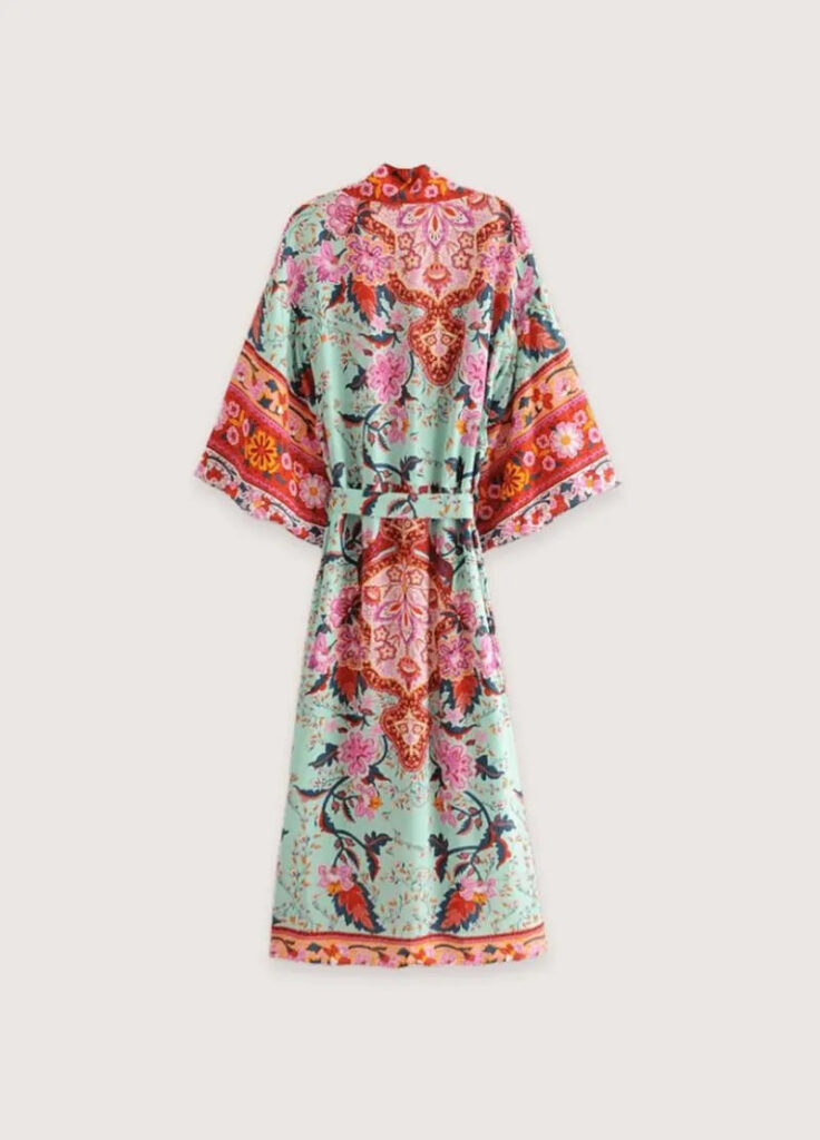 Kimono long floral vert — Midorihana