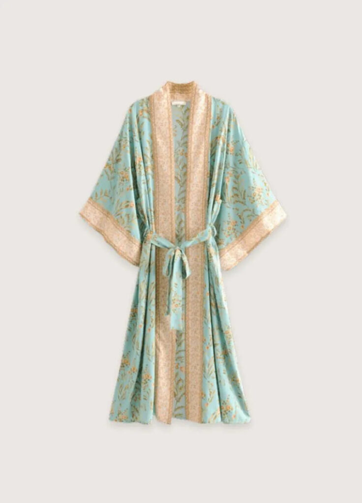 Kimono long fluide bleu bohème — Ao