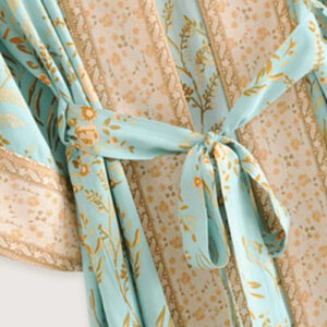 Kimono long fluide bleu bohème — Ao vue 4