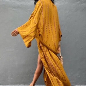 Kimono long jaune moutarde — Yamabuki vue 2