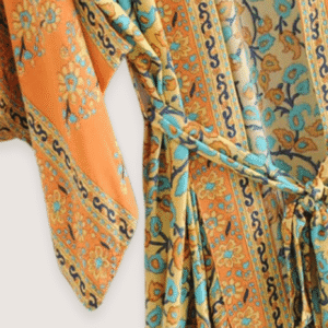 Kimono long orange — Daisy Bohème vue 3