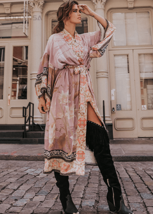 Kimono long — Rose Bohème