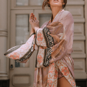 Kimono long — Rose Bohème vue 2