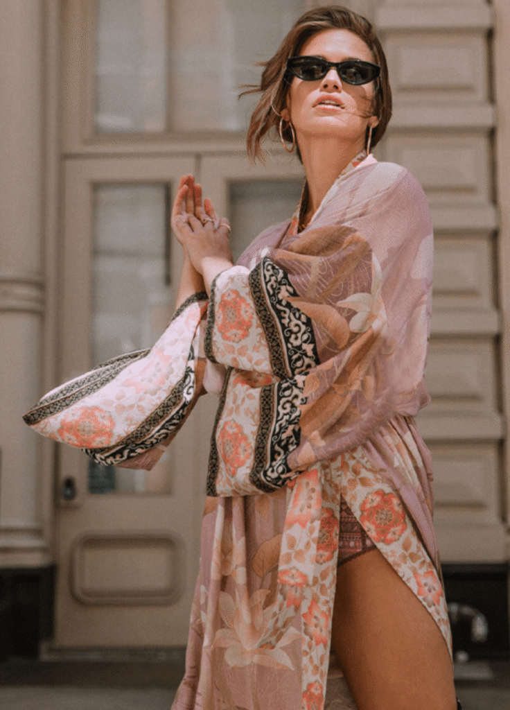 Kimono long — Rose Bohème