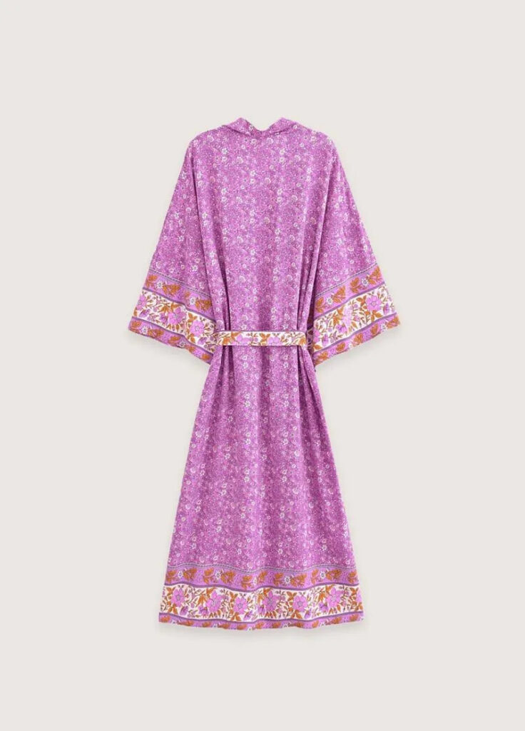 Kimono Long Rose Floral Femme — Style Boheme Japonais