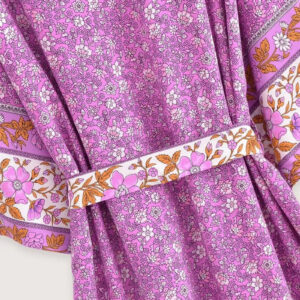 Kimono Long Rose Floral Femme — Style Boheme Japonais vue 4