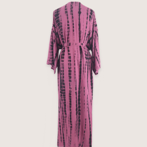 Kimono long rose rougeâtre à imprimé Tie Dye vue 2
