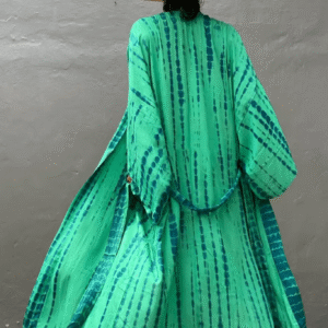 Kimono long vert menthe à imprimé Tie Dye vue 3