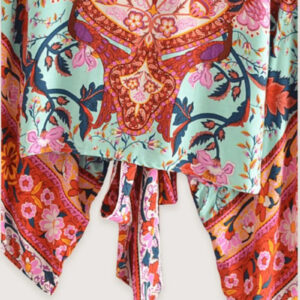 Kimono manche courte rouge et vert — Midori vue 3
