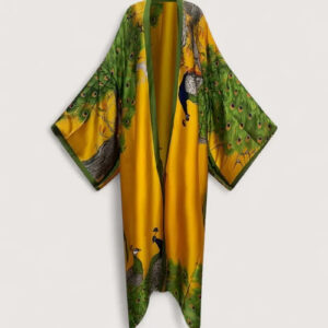 Kimono mousseline de soie femme vert orange — Midori