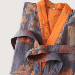 Kimono peignoir orange homme — Yoruki vue 2